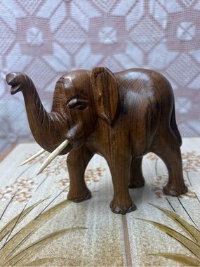 Handcarved Wood Elephant Mozambique 1994 Artisan Decor